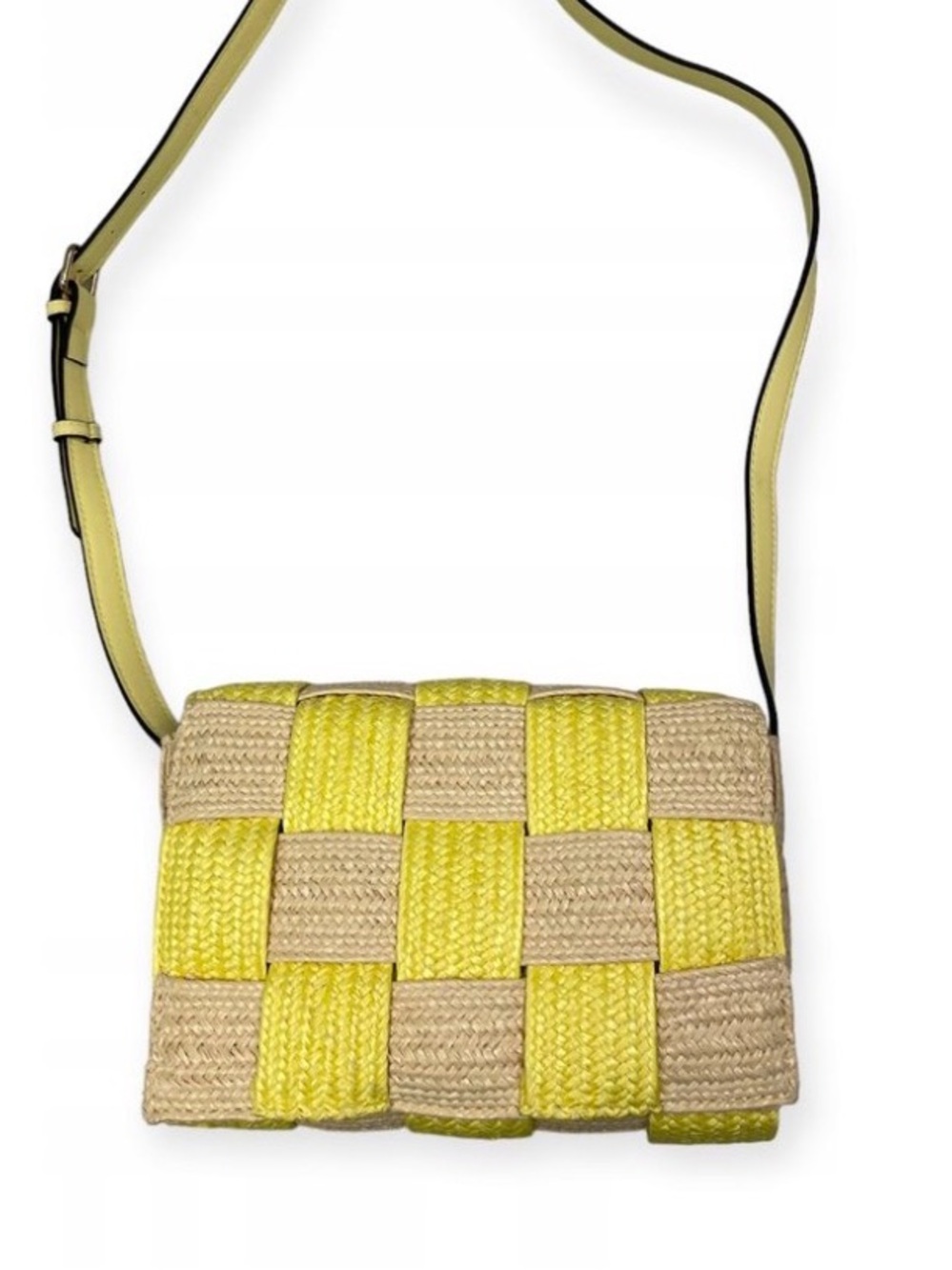 Call It Spring Yellow and Natural Woven Crossbody Bag